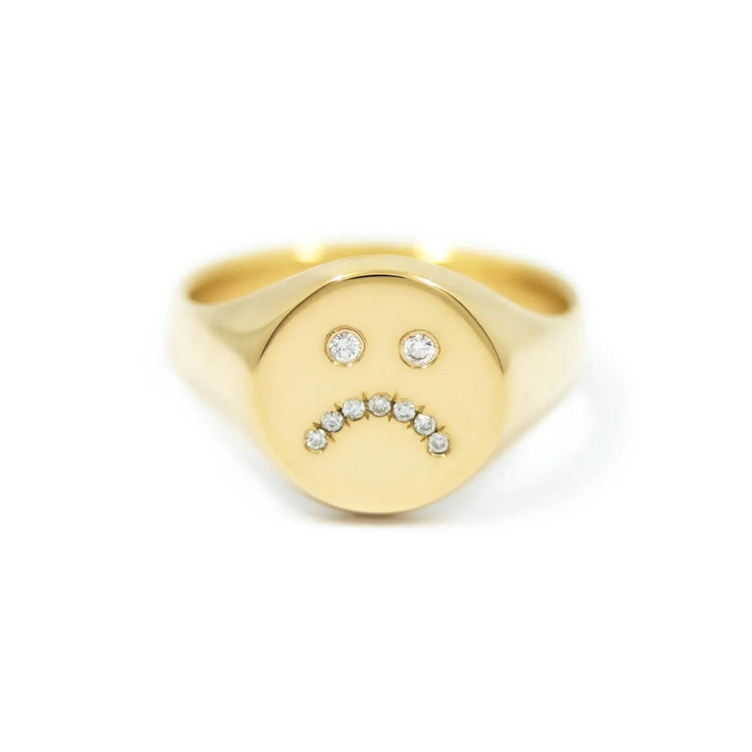 Smiley face signet ring gold discount